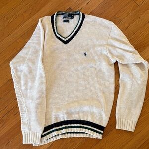 Polo by Ralph Lauren Off White V-Neck Sweater